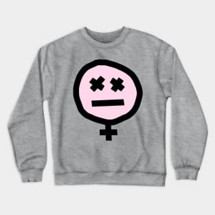 Female Pink Not Happy Smiley Face Crewneck Sweatshirt